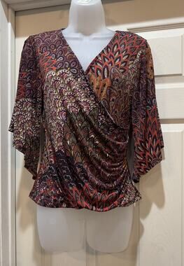 Kbs Vintage Split Sleeve Glittered Blouse Size Women’s Small